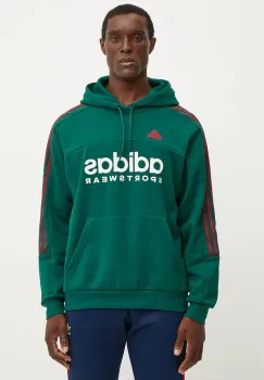 adidas bluza Tiro barbati, culoarea verde, cu gluga, cu imprimeu, IY4521 imagine