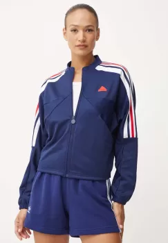 adidas bluza Tiro femei, culoarea albastru marin, cu imprimeu, IZ2054 imagine