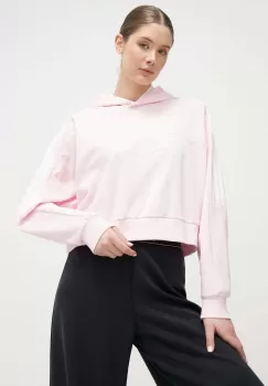 adidas bluza TIRO femei, culoarea roz, cu gluga, cu imprimeu imagine