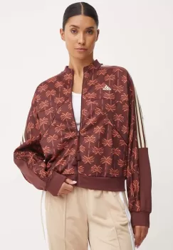 adidas bluza x Farm Rio femei, culoarea maro, modelator, IV9762 imagine