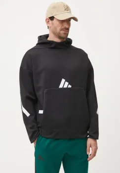 adidas bluza Z.N.E. barbati, culoarea negru, cu gluga, cu imprimeu, JP0371 imagine