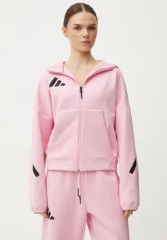 adidas bluza Z.N.E. femei, culoarea roz, cu gluga, cu imprimeu, JC5393 imagine