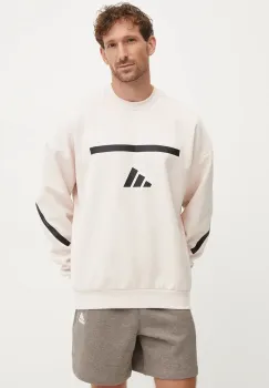 adidas bluza ZNE barbati, culoarea bej, cu imprimeu, JF2452 imagine