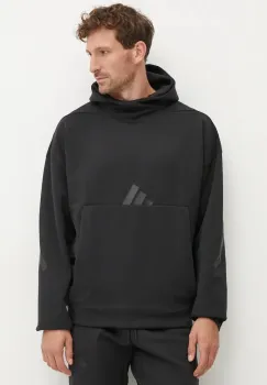 adidas bluza ZNE barbati, culoarea negru, cu gluga, cu imprimeu, JE7537 imagine