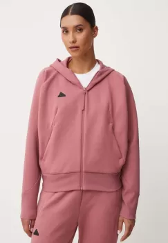 adidas bluza ZNE femei, culoarea roz, cu gluga, neted, IW7749 imagine