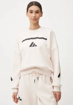 adidas bluza ZNE femei, culoarea roz, cu imprimeu, JF4783 imagine