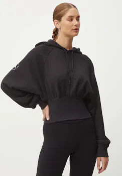 adidas by Stella McCartney bluza trening culoarea negru, cu gluga, neted, JG1543 imagine