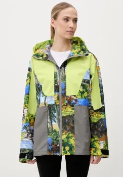 adidas by Stella McCartney geaca de ploaie TrueNature Earth Collage femei, culoarea verde, de tranzitie, oversize, JF8480 imagine