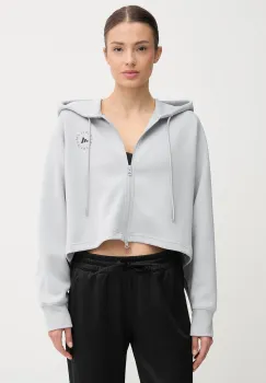 adidas by Stella McCartney hanorac de antrenament culoarea gri, cu gluga, cu imprimeu, JW4689 imagine