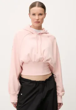 adidas by Stella McCartney hanorac de bumbac femei, culoarea portocaliu, cu gluga, uni, JJ4161 imagine