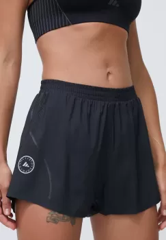 adidas by Stella McCartney pantaloni scurti de alergare TruePace culoarea negru, cu imprimeu, high waist imagine
