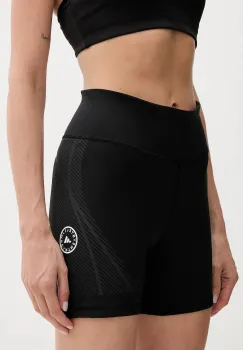 adidas by Stella McCartney pantaloni scurti de antrenament culoarea negru, cu imprimeu, medium waist, JW2024 imagine