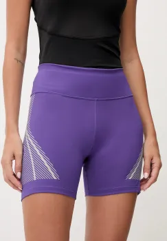 adidas by Stella McCartney pantaloni scurti de antrenament culoarea violet, cu imprimeu, high waist, JW2025 imagine