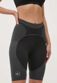 adidas by Stella McCartney pantaloni scurti de antrenament Two-Tone culoarea negru, modelator, high waist, JM0304 imagine