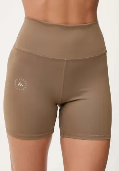 adidas by Stella McCartney pantaloni scurti de yoga culoarea maro, uni, high waist, KA0631 imagine