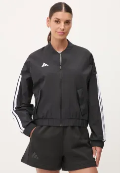 adidas geaca bomber Essentials femei, culoarea negru, de tranzitie, oversize, JD5317 imagine