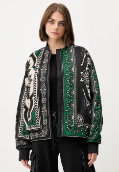 adidas geaca bomber x Farm Rio culoarea negru, de tranzitie, oversize, JL8622 imagine