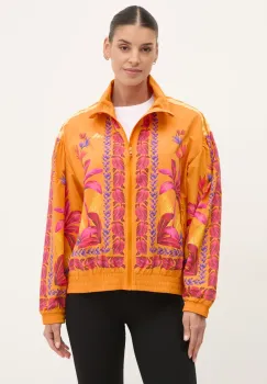 adidas geaca x Farm Rio culoarea portocaliu, de tranzitie, oversize, JD6305 imagine