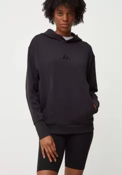 adidas hanorac de bumbac All SZN femei, culoarea negru, cu gluga, neted, IW1026 imagine