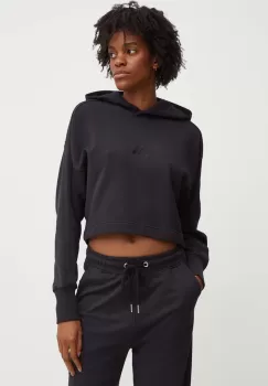 adidas hanorac de bumbac All SZN femei, culoarea negru, cu gluga, neted, JI9104 imagine