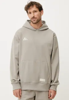 adidas hanorac de bumbac x Mercedes barbati, culoarea bej, cu gluga, cu imprimeu, JW3081 imagine