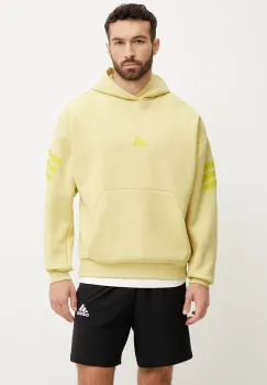 adidas hanorac Future Icons barbati, culoarea galben, cu gluga, cu imprimeu, JD4854 imagine