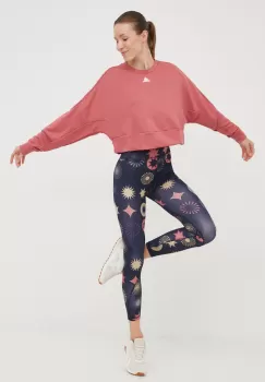adidas hanorac yoga Studio femei, culoarea roz, neted imagine