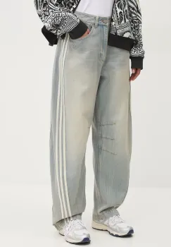 adidas Originals blugi din bumbac DENIM BN PANT femei high waist, JX9212 imagine