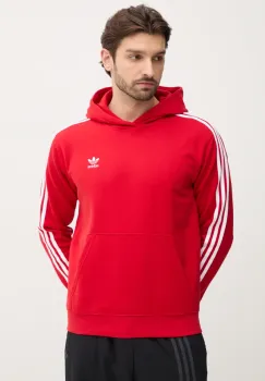 adidas Originals bluza 3-Stripes barbati, culoarea rosu, cu gluga, cu imprimeu, IR9868 imagine