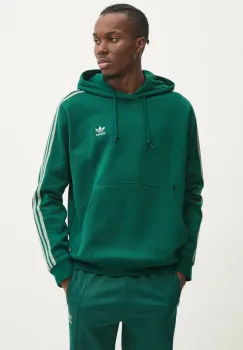 adidas Originals bluza 3-Stripes barbati, culoarea verde, cu gluga, modelator, JP1001 imagine