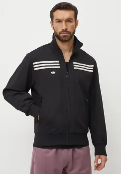 adidas Originals bluza 70s Track Top barbati, culoarea negru, cu imprimeu, JN5962 imagine