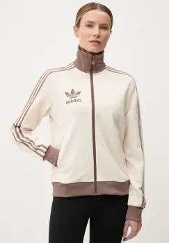 adidas Originals bluza Adicolor femei, culoarea bej, cu imprimeu, JC5807 imagine