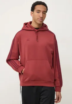 adidas Originals bluza BAGGY HOODIE barbati, culoarea rosu, cu gluga, cu imprimeu, JP1072 imagine
