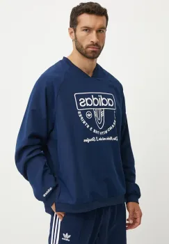 adidas Originals bluza barbati, culoarea albastru marin, cu imprimeu, IW3245 imagine
