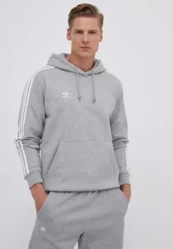 adidas Originals bluza barbati, culoarea gri, cu gluga, melanj imagine