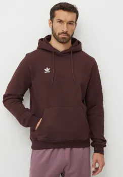 adidas Originals bluza barbati, culoarea maro, cu gluga, neted, IY4922 imagine