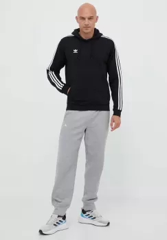 adidas Originals bluza barbati, culoarea negru, cu gluga, cu imprimeu imagine