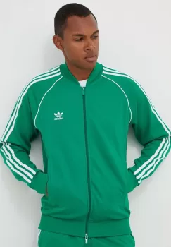 adidas Originals bluza barbati, culoarea verde, cu imprimeu imagine