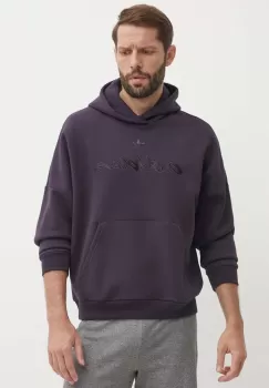 adidas Originals bluza barbati, culoarea violet, cu gluga, cu imprimeu, IT7501 imagine