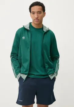 adidas Originals bluza CLASSIC TT barbati, culoarea verde, cu imprimeu, JP2520 imagine