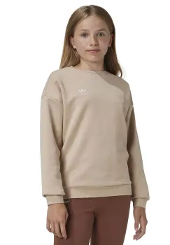 adidas Originals bluza copii BOYFRIEND CREW culoarea bej, neted, IX7642 imagine