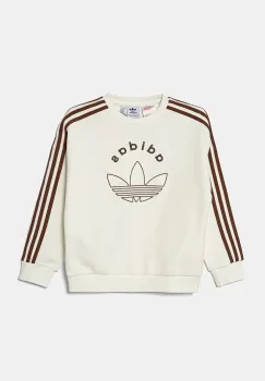 adidas Originals bluza copii CREW culoarea bej, cu imprimeu, IY9546 imagine