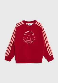 adidas Originals bluza copii CREW culoarea rosu, cu imprimeu, IY9548 imagine
