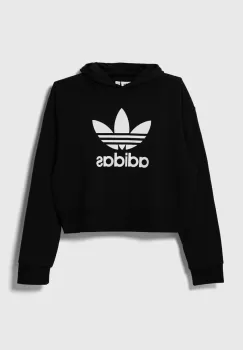 adidas Originals bluza copii culoarea negru, cu gluga, cu imprimeu imagine