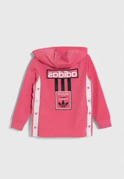 adidas Originals bluza copii culoarea roz, cu gluga, modelator imagine
