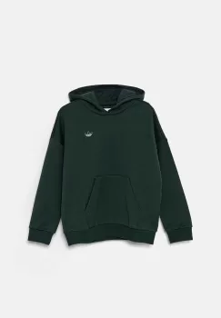 adidas Originals bluza copii HOODIE culoarea verde, cu gluga, cu imprimeu, IY9555 imagine