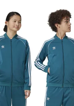 adidas Originals bluza copii SST TRACK TOP culoarea verde, cu imprimeu, IY7452 imagine