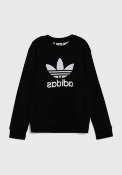 adidas Originals bluza copii TREFOIL CREW culoarea negru, cu imprimeu, IY7435 imagine