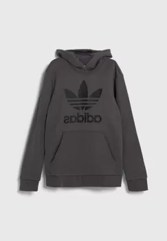 adidas Originals bluza copii TREFOIL culoarea gri, cu gluga, cu imprimeu imagine