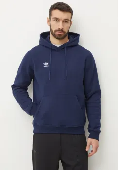 adidas Originals bluza Essential barbati, culoarea albastru marin, cu gluga, neted, IY4929 imagine